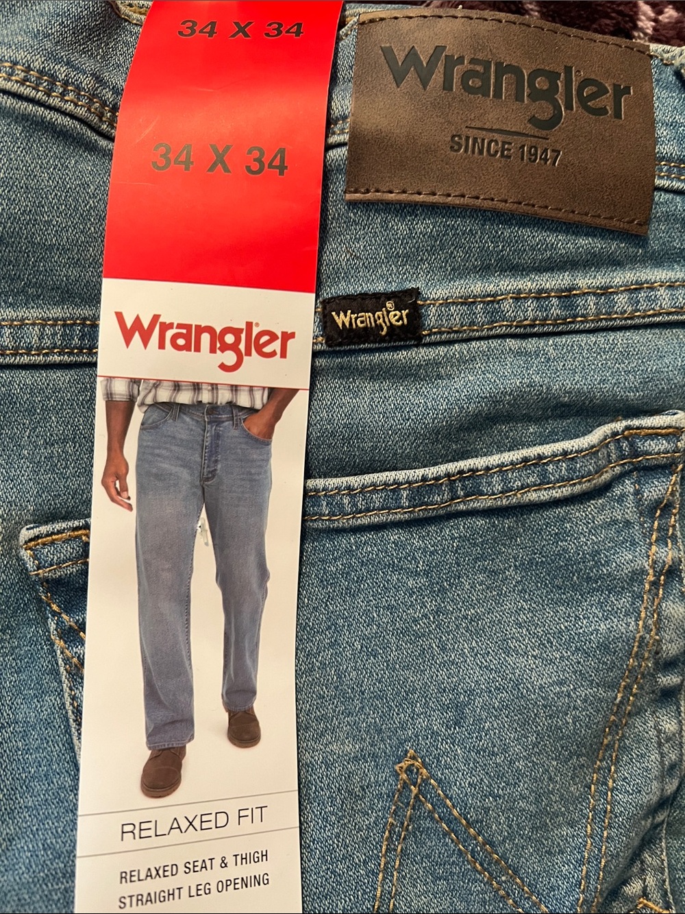 Wrangler Men’s Relaxed Fit Jeans - Light Blue Denim